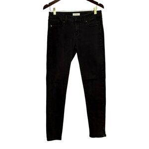 Elan Skinny Jeans Ragged Distressed Women Size M W28 Black Raw Fringe Fray Moto